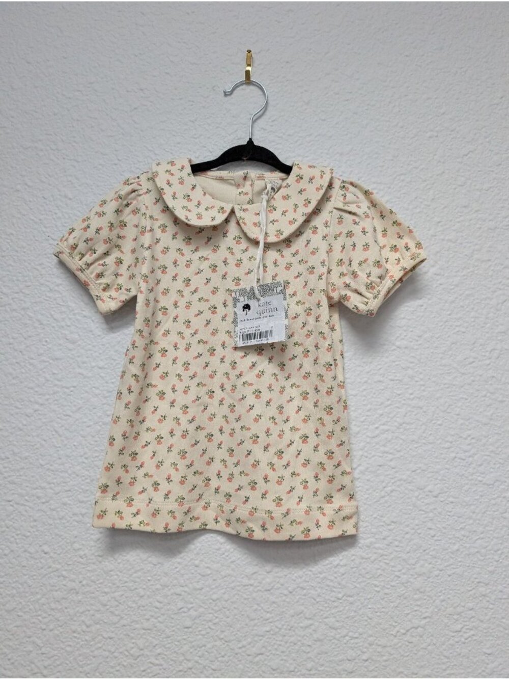 Kate Quinn Organic Cotton French Rosebud Peter Pan Collar Tee 3T Pink Floral